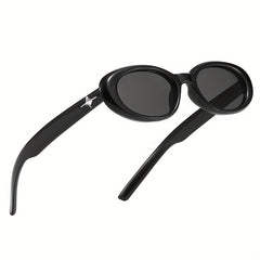 Y2K Oval Sunglasses Hiphop Star Decor Glasses UV400
