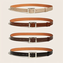 Stone Pattern PU Belt Square Pin Buckle Wide Belt for Women