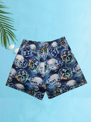 Skulls Print Men's Swim Trunks Quick Dry Swimwear Shorts