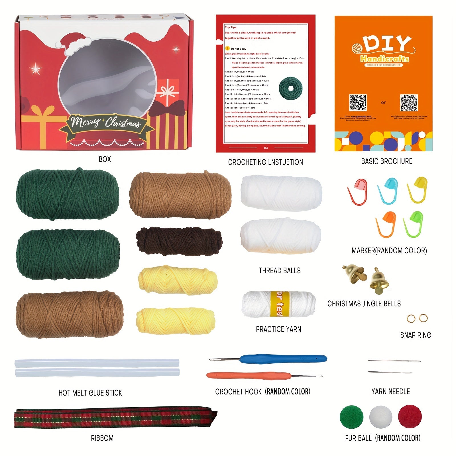 Crochet Christmas Tree DIY Ornaments Kit with English Manual