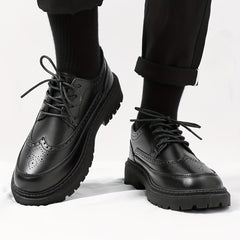 Men's Brogue Wingtip Derby Shoes Lace up Front Platform Shoes For Men