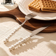 4pcs Ceramic Handle Cutlery Set for Steak and Dessert