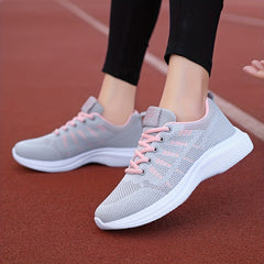 Women's Woven Lace-Up Running Shoes Breathable Sneakers