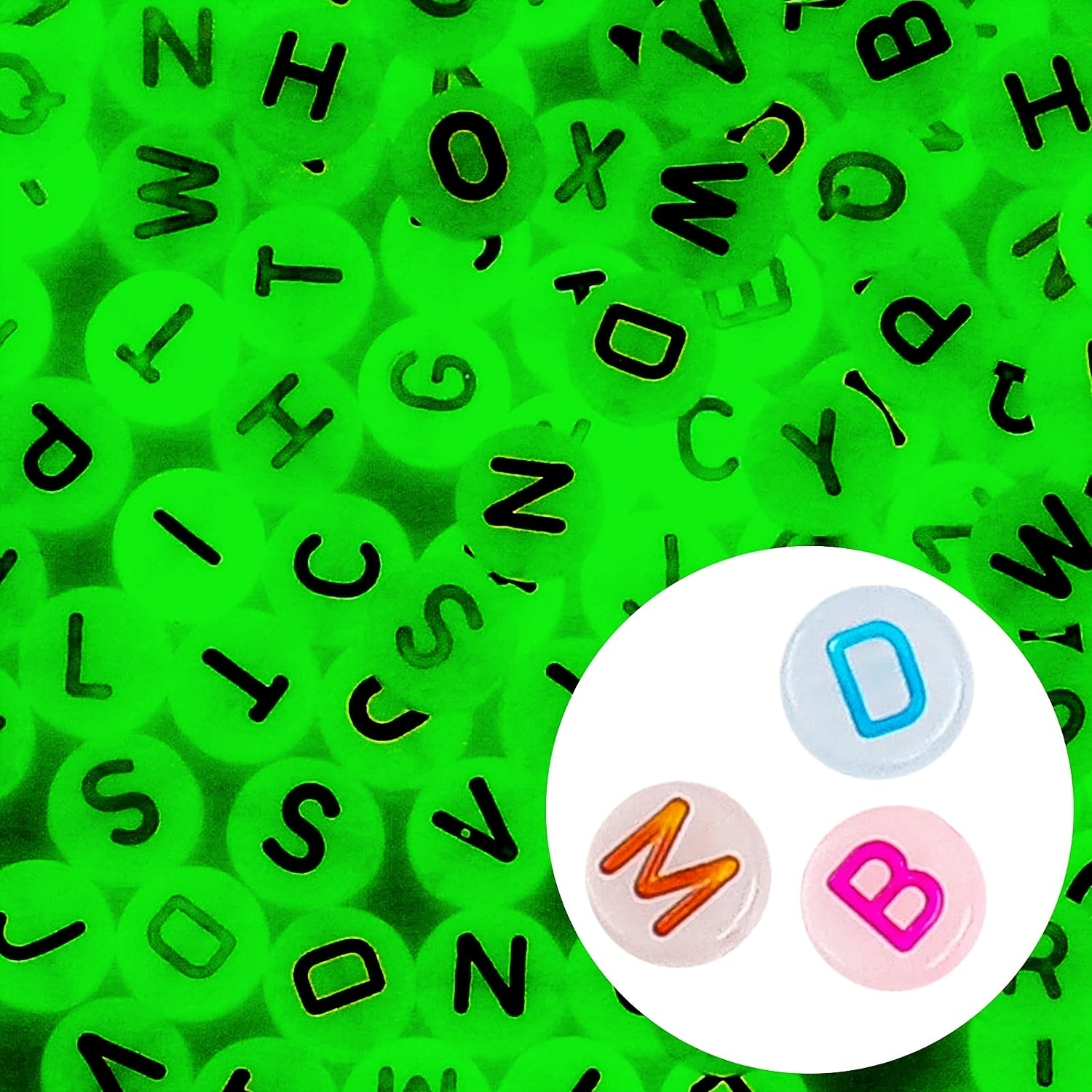 100pcs Glow Acrylic Letter Beads A-Z for DIY Bracelet Making