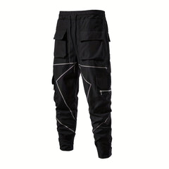 Men's Casual Cargo Pants with Drawstring, Two Block Pockets