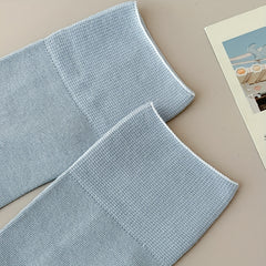 4 Pairs Solid Socks Comfy & Breathable All match Socks Women