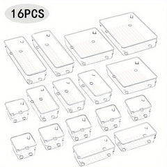 25pcs Transparent Compartment Boxes for Desktop Drawer Organization