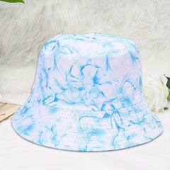 Unisex Floral Pattern Reversible Sun Hat for Outdoor Travel