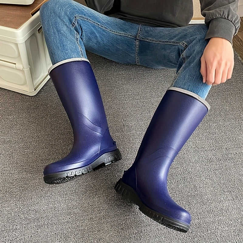 Women's Waterproof Mid Calf Rain Boots - Anti skid Slip On Shoes
