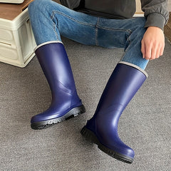 Women's Waterproof Mid Calf Rain Boots - Anti skid Slip On Shoes