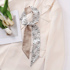 Floral Pattern Neckerchief Casual Ribbon Skinny Scarf