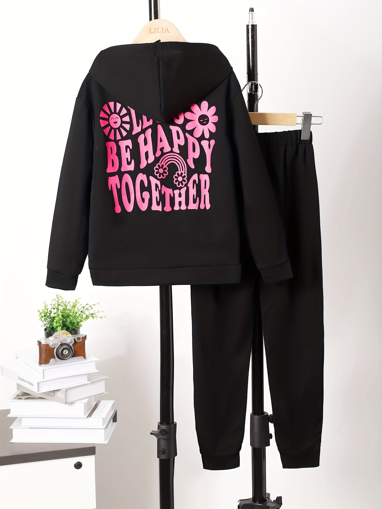 Girl's Casual 2pcs Hoodie & Sweatpants Set Kids Clothes For Spring Fall