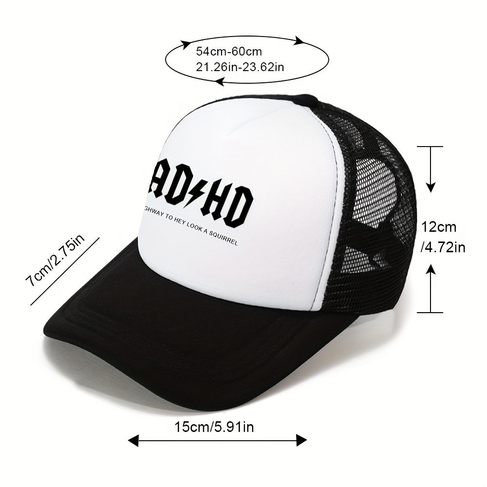 Letter Print Baseball Cap Men's Sun Hat Mesh Breathable Outdoor Sports Hat