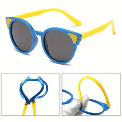 Kids Round Kitten Sunglasses TR90 Baby Girls UV400