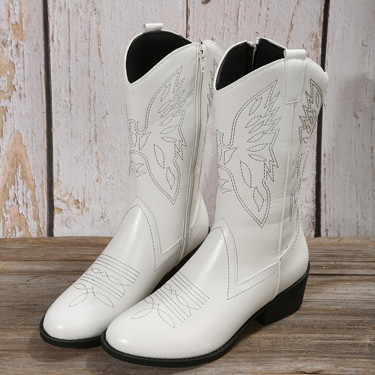 Women's Chunky Heel Western Embroidered Cowgirl Boots