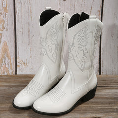 Women's Chunky Heel Western Embroidered Cowgirl Boots