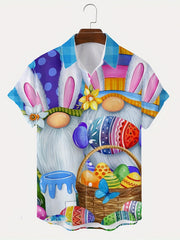 Christmas Little Man Print Men's Casual Short Sleeve Shirt