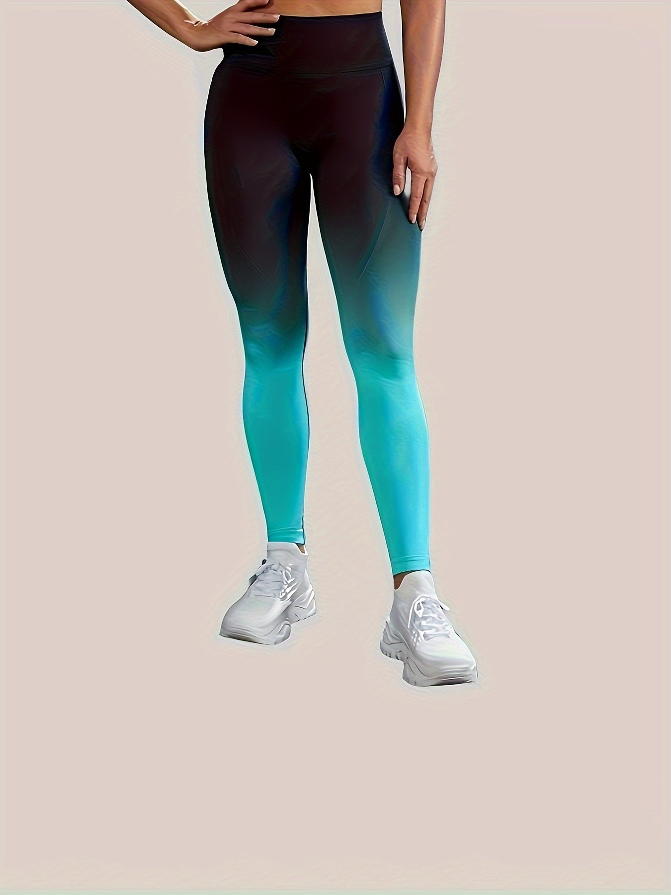 Ombre High Waist Yoga Pants Slim Fit Stretchy Butt Lifting Fitness Sports Trouse