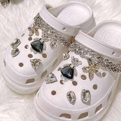 14pcs Rhinestone Bear & Chain Shoe Charms for Clogs Garden Shoes DIY Accessories
