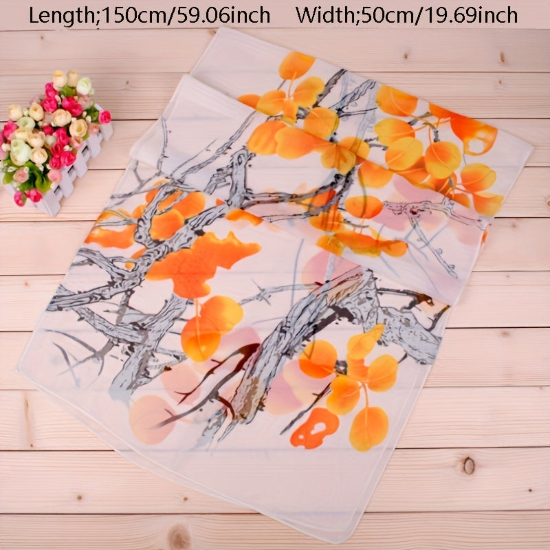 Thin Chiffon Scarf Branch Tree Print Shawl Sunscreen Windproof Head Wrap
