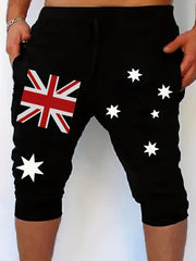 British Flag Comfy Shorts Men s Casual Solid Stretch Knee Long Drawstring Shorts