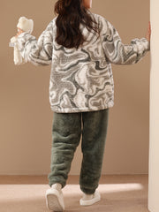 Camouflage Print Pajamas Set Long Sleeve Top & Pants Women's Sleepwear