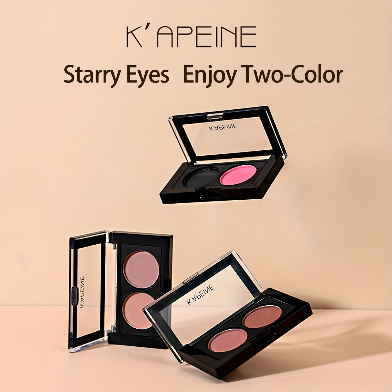 2-Color Eyeshadow Palette Matte Shimmer Pink Portable