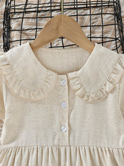 Girls Short Sleeve Doll Collar Dress Clothes