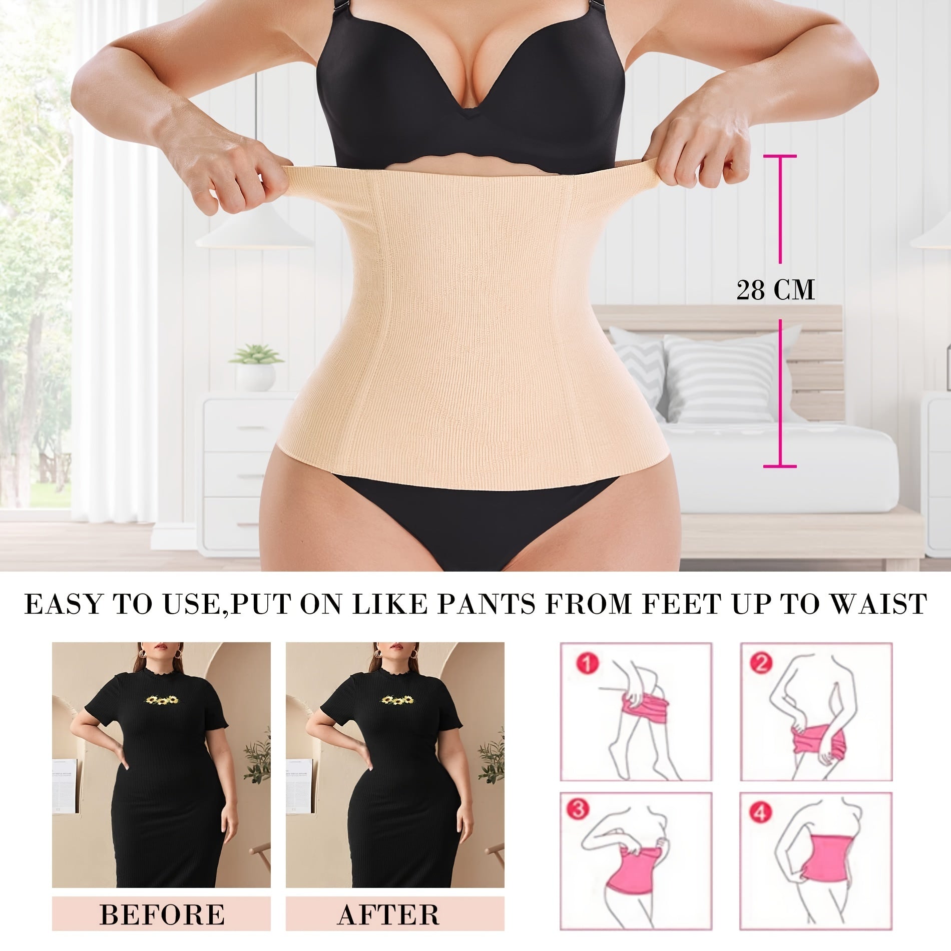 SCARBORO Waist Trainer Shapewear Tummy Control Waist Cincher Slim Body Shaper