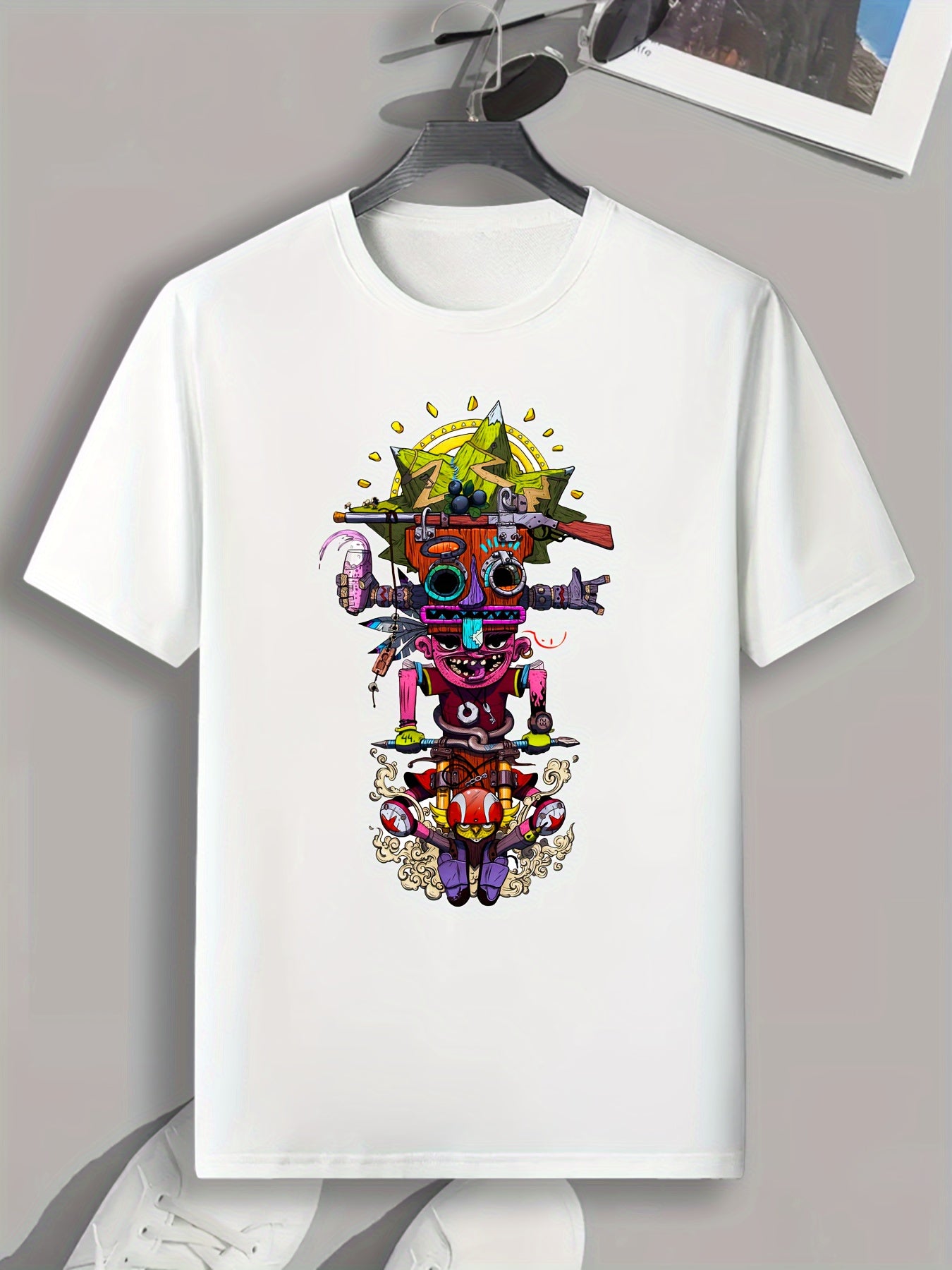 Graffiti Print Men's Graphic T shirt Casual Comfy Tees For Summer Mens Clothing