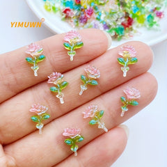 100Pcs Mini 7 11mm Roses Resin Scrapbooking DIY Jewelry Craft Decoration