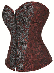 Gothic Corset Women's Plus Embroidered Zipper Front