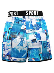 Sporty Sea Print Tape Stretch Underwear for Plus Size Women