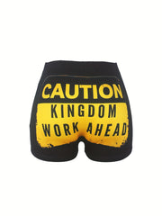 Letter Print Skinny Shorts Casual Shorts For Spring & Summer Women's Clothing