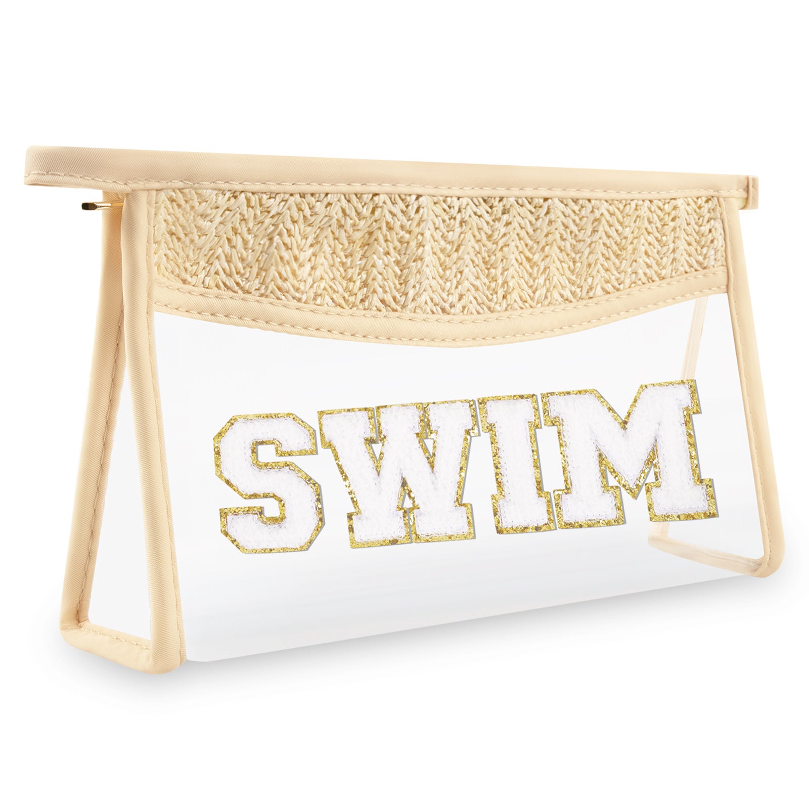 Boho Sun Bag with Clear Patch and Zipper for Makeup, Travel and Cosmetics