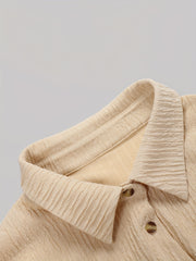 Casual 2 Piece Set: Solid Long Sleeve Shirt & Pants