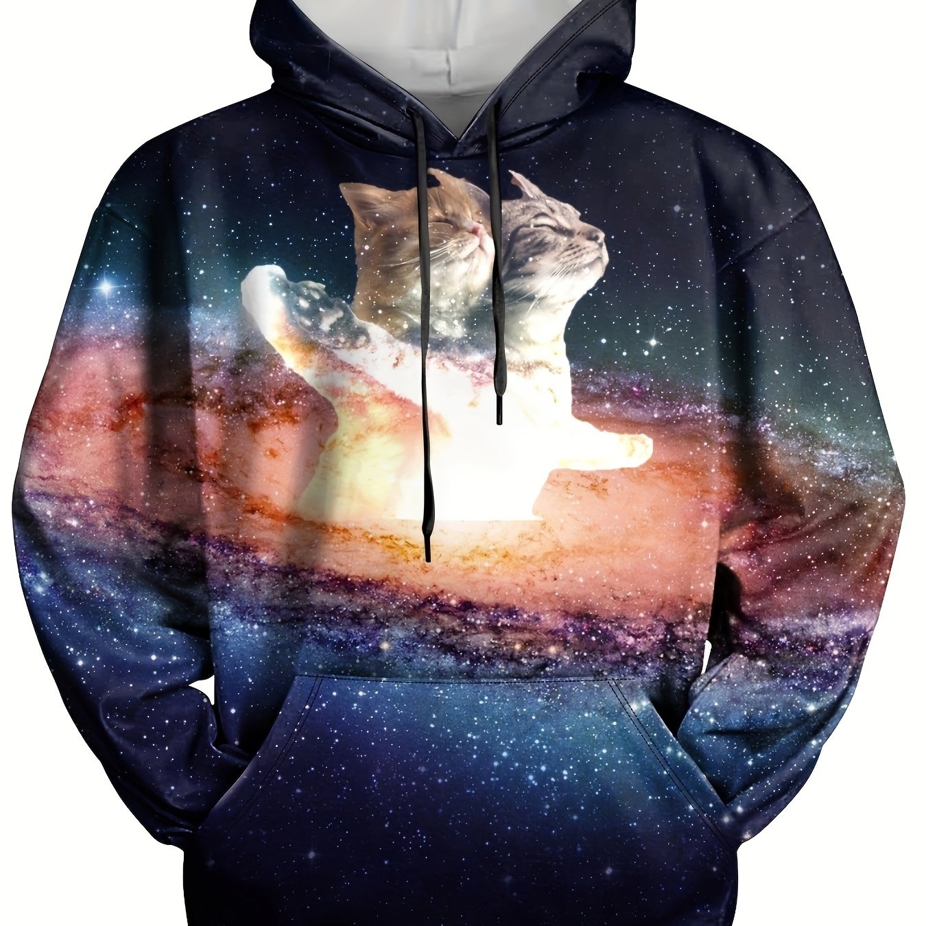 Galaxy Print Hoodie Men Loose Pullover Autumn Winter