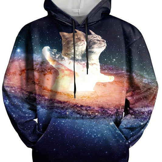 Galaxy Print Hoodie Men Loose Pullover Autumn Winter
