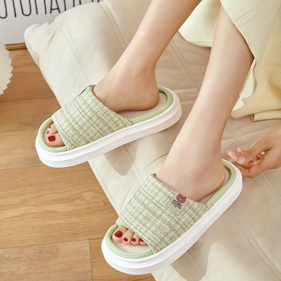 Women's Linen Slippers Platform Slide Sandals