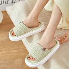 Women's Linen Slippers Platform Slide Sandals