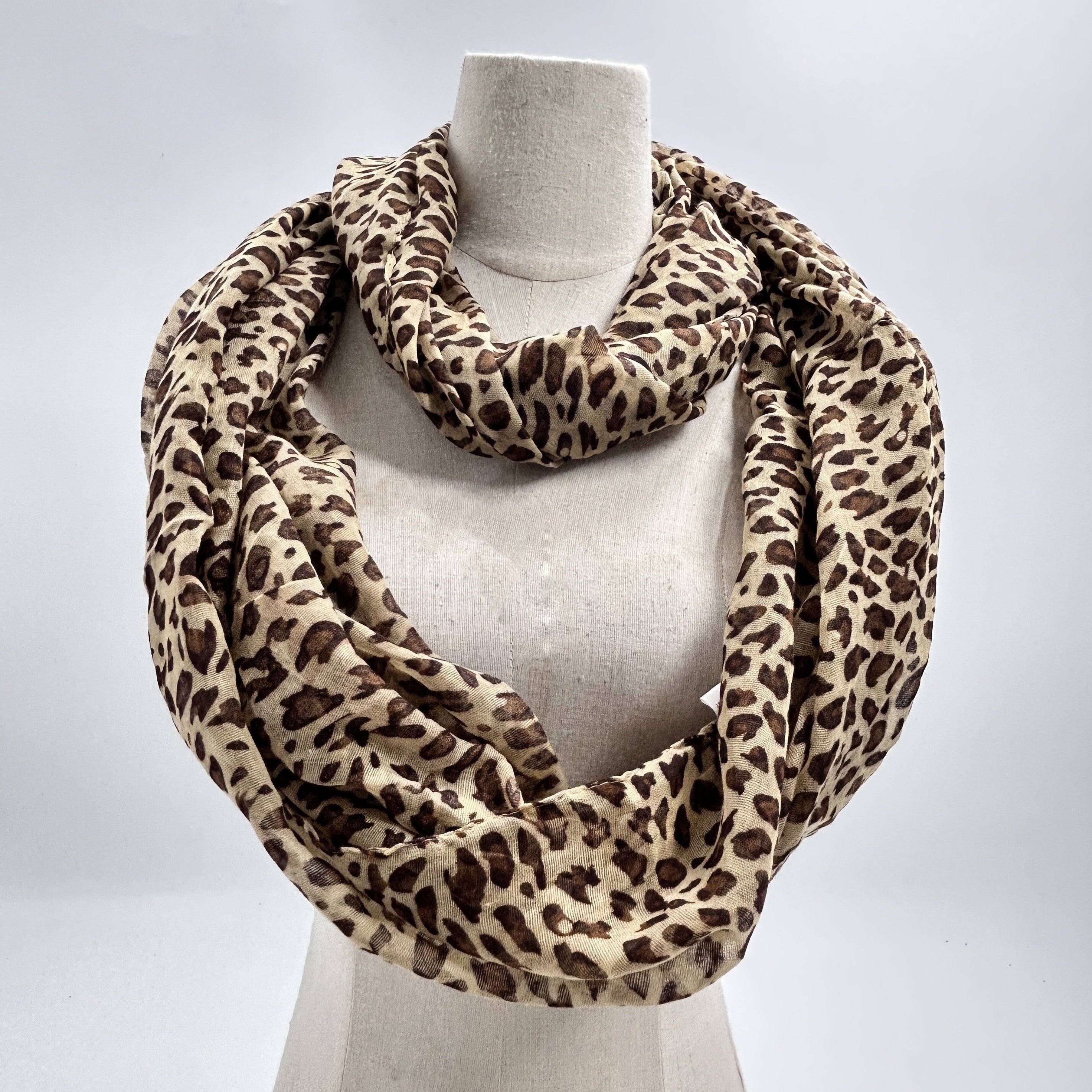 Leopard Print Neck Scarf Chiffon Neckerchief Women Windproof Warm Wrap