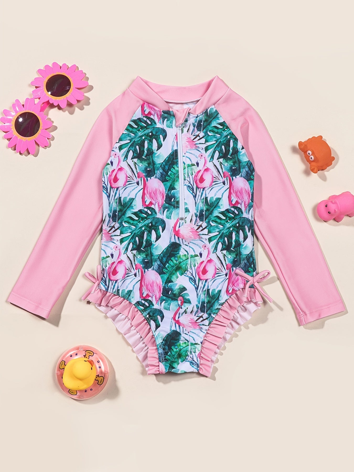 Girl's Stylish Cartoon Long Sleeve Swimsuit