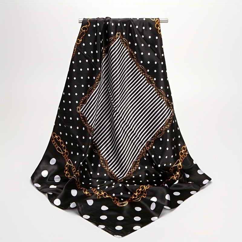 Polka Dot Vintage Bandana Silk Square Scarf Large Satin Shawl