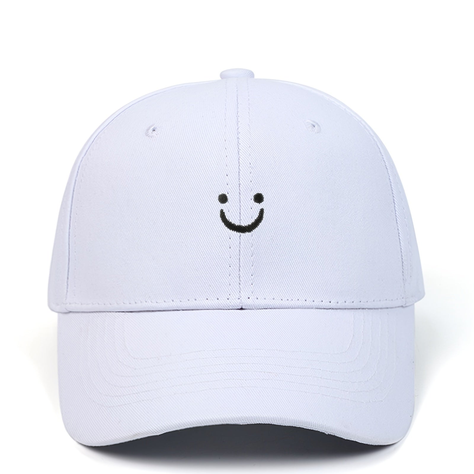 Happy Face Embroidery Baseball Cap Summer Sun Hat for Couple