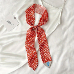 Geometric Floral Print Skinny Scarf French Style Ribbon Necktie
