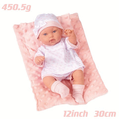 12" Reborn Doll Simulative Soothing Doll Full Enamel Figure Doll Quilt Set