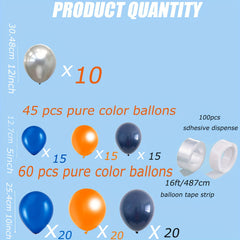 Outer Space Party Theme Kit Navy Orange & Latex Balloons 12 Silvery Balloons