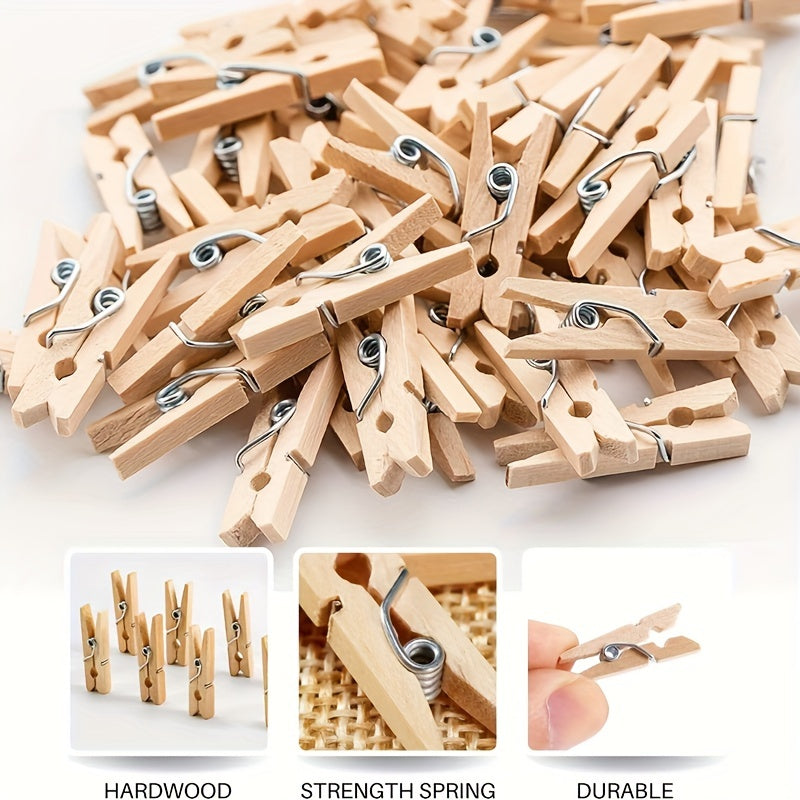50pcs Mini Clothing Clips Natural Wooden Clips Holiday Party Supplies