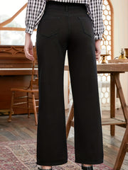 Solid Double Button Jeans for Women