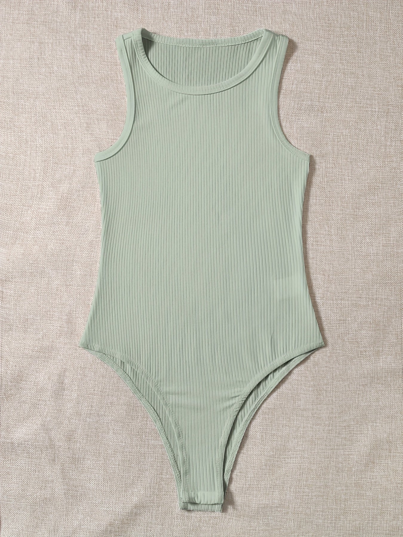 Basic Bodysuit Women's Plus Ribbed Round Neck Bodysuit